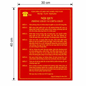 Bộ nội quy tiêu lệnh PCCC 4 tấm (KT: 400x300x0.2mm)