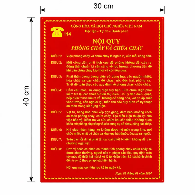 Bộ nội quy tiêu lệnh PCCC 2 tấm (KT: 400x300x0.2mm) 2 Bộ nội quy tiêu lệnh PCCC 2 tấm (KT: 400x300x0.2mm)