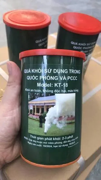 Quả tạo khói diễn tập PCCC KT-18 (khói trắng, ~3 phút) 2 Quả tạo khói - Hộp tạo khói diễn tập PCCC