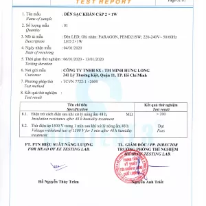Chứng nhận kiểm định Đèn Paragon PEMD21SW