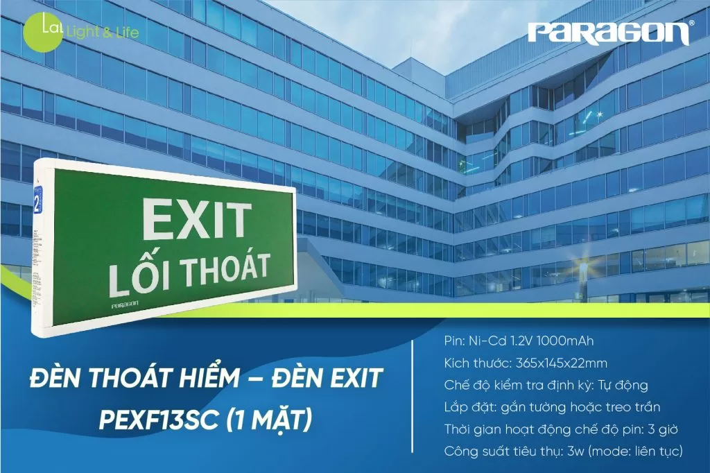 Đèn Exit chỉ lối thoát hiểm Paragon