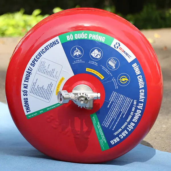Bình cầu chữa cháy tự động bột ABC 8kg 83MEC BQP (Tem KĐ) 8 Bình cầu chữa cháy tự động bột ABC 8kg 83MEC (Bộ Quốc Phòng)