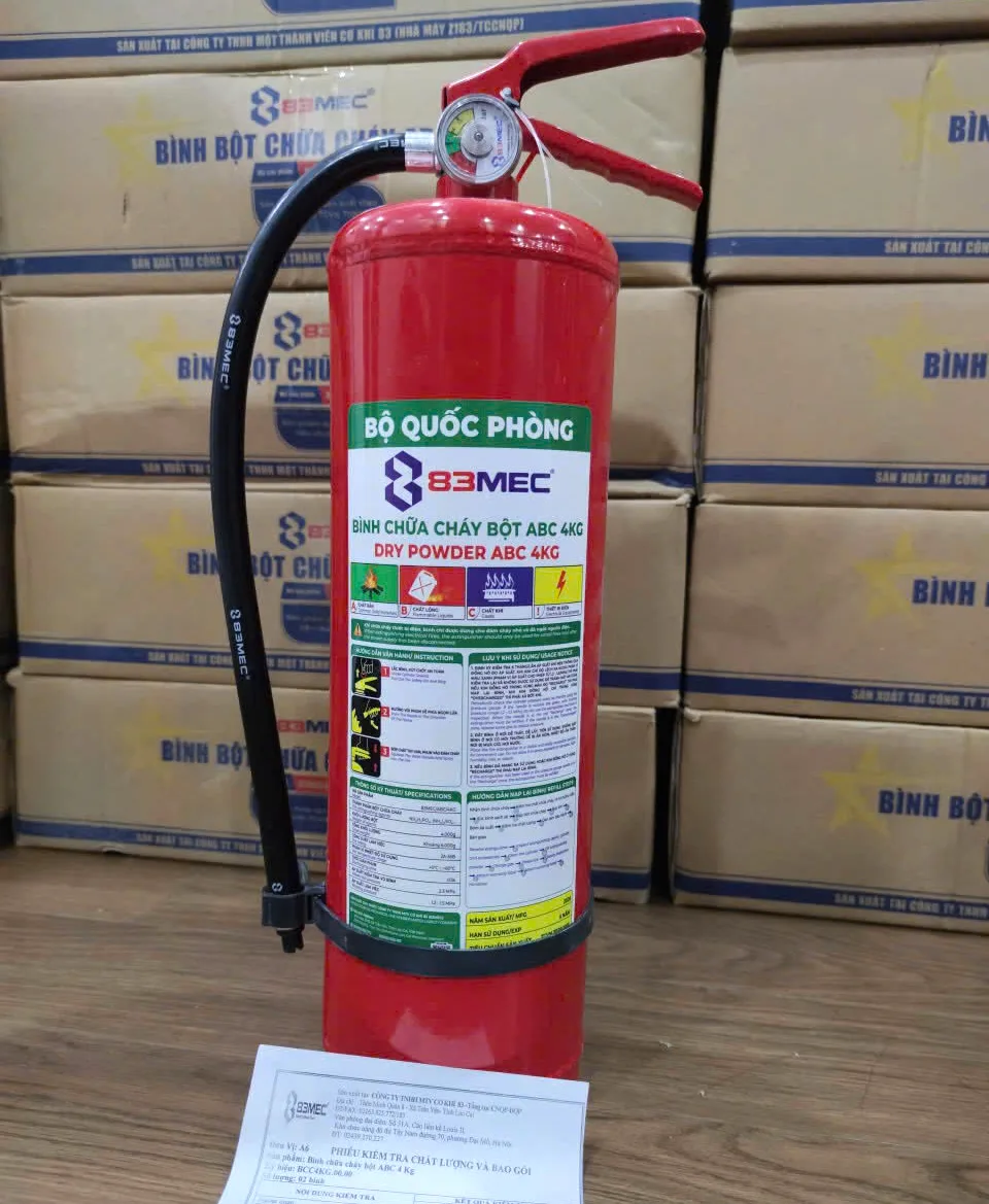 Bình chữa cháy bột ABC 4kg BQP 83MEC (Bộ Quốc Phòng) 20 Bình chữa cháy bột ABC 4kg BQP 83MEC-BQP