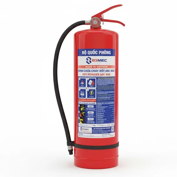 Bình chữa cháy bột ABC 8kg BQP 83MEC (Bộ Quốc Phòng) 1 Bình chữa cháy bột ABC 8kg BQP 83MEC (Bộ Quốc Phòng)