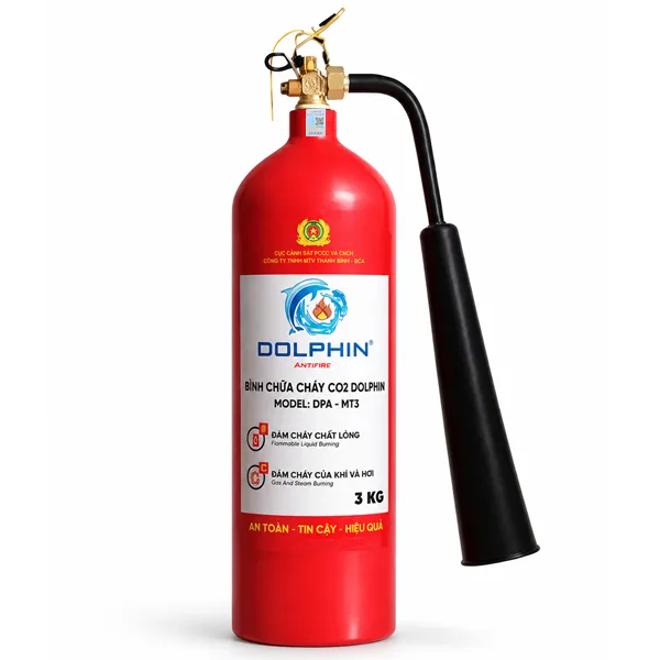 Bình chữa cháy khí CO2 3kg MT3 Dolphin (Thanh Bình-BCA)